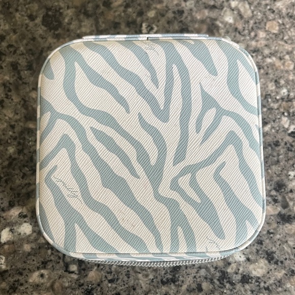 Milly Blue and White Zebra Print Accessory Case - Picture 1 of 4
